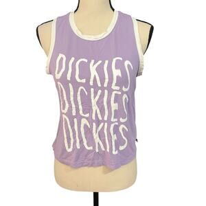 Dickies | Women's Purple White Logo Stretchy Cropped Tank Top Sz M